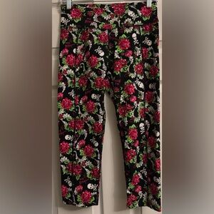 Betsey Johnson Black and Pink Floral Leggings